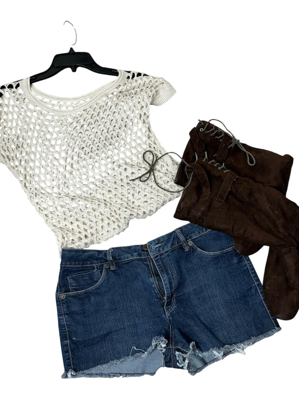Women’s Open-Knit Short Sleeve Top - White
